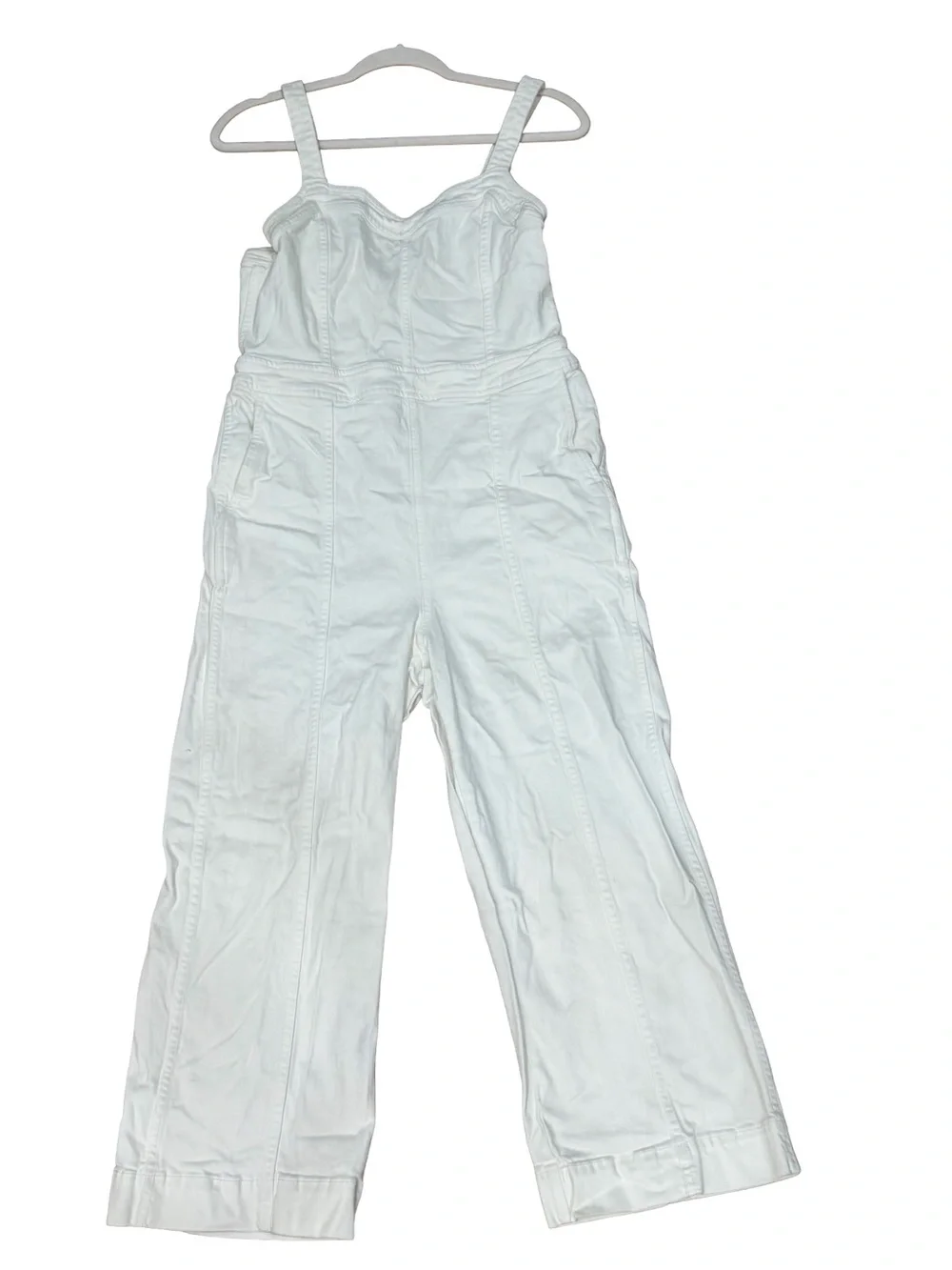 ๐ค Madewell Denim Seamed Wide-Leg Jumpsuit Pure White Size 10 - Picture 3 of 16